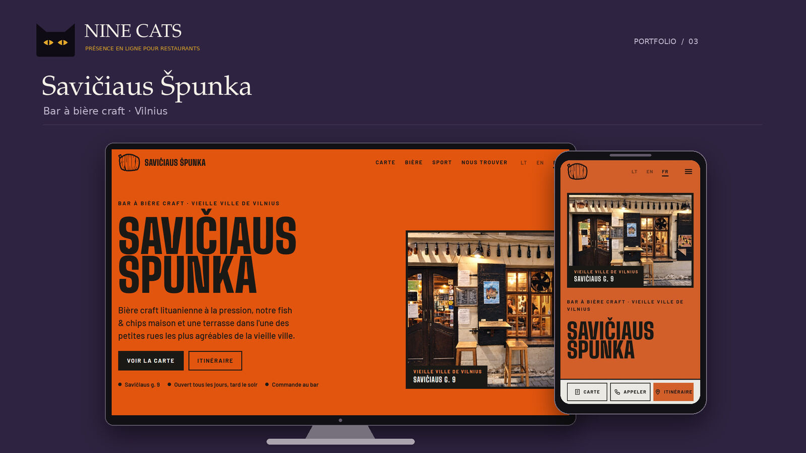Site de Savičiaus Špunka sur ordinateur et téléphone